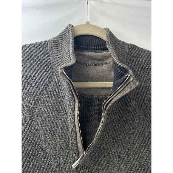 Tommy Bahama Men's XL Sweater Brown 1/4 Zip Mock Neck Pullover - Picture 12 of 16